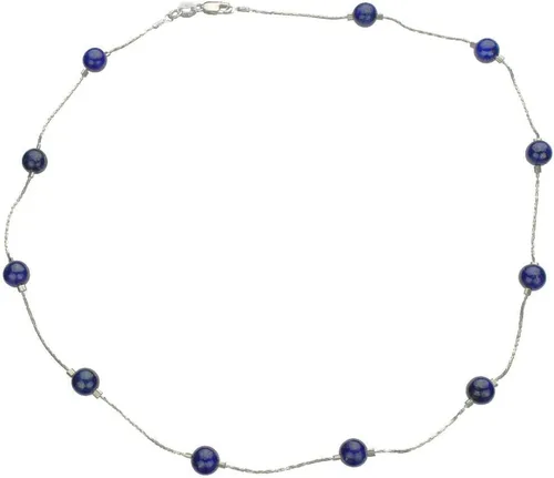 Miniatura 2 de Collar de cadena de plata esterlina con cuentas de piedra de lapislázuli azul