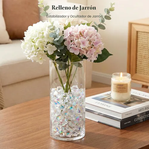 Miniatura 3 de DomeStar Hielo falso iridecente, 150 piezas de relleno de jarrón brillante, diamantes falsos, piedras preciosas transparentes, manualidades