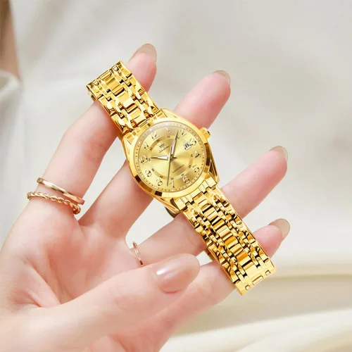 Miniatura 9 de OLEVS Reloj de pulsera de cuarzo para mujer, de acero inoxidable, impermeable, luminoso, fecha, fácil de leer, para mujer