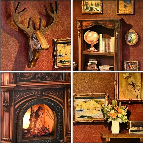 Miniatura 7 de Kits de rincón de libros para adultos, rompecabezas de madera 3D para casa de muñecas, estantería en miniatura para casa de muñecas, decoración