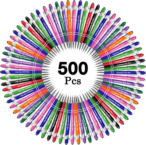 Miniatura 75 de Hasta 500 bolígrafos personalizados a granel con logotipo de mensaje de nombre comercial, bolígrafos grabados personalizados con lápiz óptico