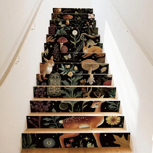 Miniatura 12 de PLIGREAT 15 tiras de calcomanías de espiga para escaleras, calcomanías de 7.1 x 39 pulgadas, calcomanías autoadhesivas de vinilo colorido a cuadros