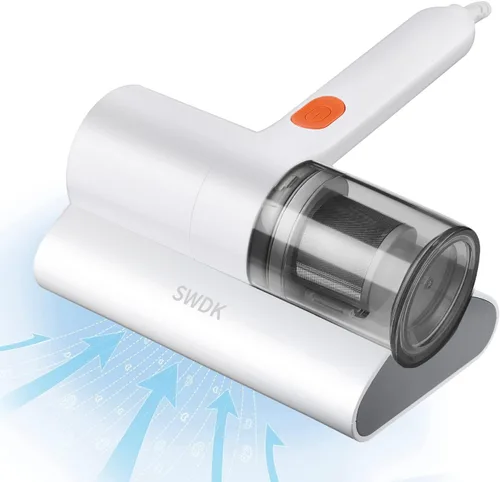 Aspiradora de cama, aspiradora de colchón de succión potente, máquina limpiadora de sofá portátil, limpiador profundo para limpieza de cama, Blanco
