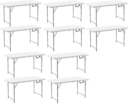 Miniatura 37 de BTEXPERT Juego de 2, mesa plegable de utilidad de 4 pies, ligera, altura ajustable, portátil, con asa de transporte, para interiores y exteriores