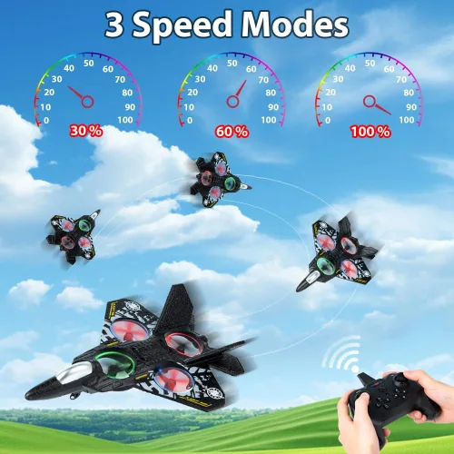 Miniatura 3 de Avión de control remoto para niños principiantes de 8 a 12 años, avión RC con luz, juguete de combate de 360°, rollo de acrobacias, regalos
