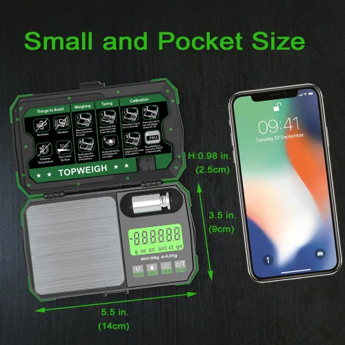Miniatura 6 de Báscula de bolsillo, doble alimentación, báscula de joyería de gramo de precisión con estuche con cremallera, báscula digital para monedas pequeñas