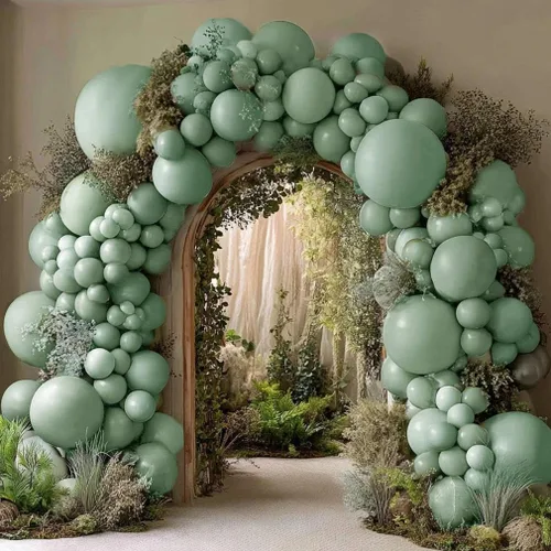 Miniatura 12 de Guirnalda de globos pastel de doble relleno, color rosa, morado, verde, arco de globos colorido, kit de látex metálico dorado para sirena, baby