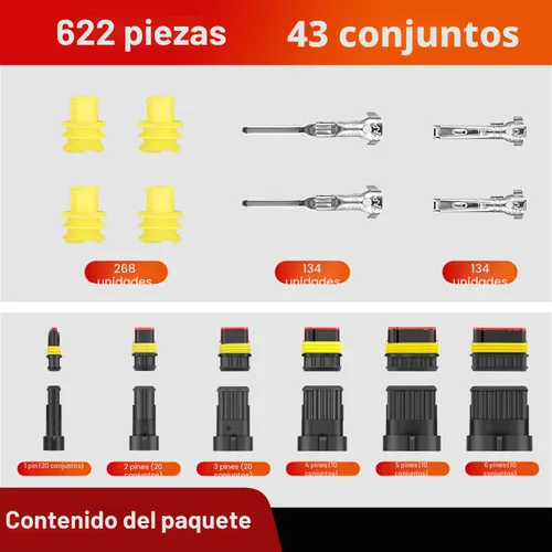 Miniatura 7 de Nilight 622 piezas conectores eléctricos de 1 2 3 4 5 6 pines, enchufe terminal macho hembra, conectores de cable impermeables, juego de conexión