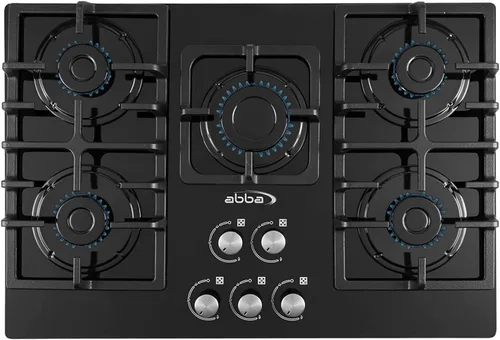 ABBA - Placa de cocina de gas de 30 pulgadas con 5 quemadores sellados, superficie de vidrio templado con quemadores SABAF, estufa de gas natural