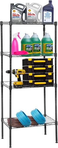 Miniatura 20 de PayLessHere Estante de alambre de 6 niveles 17 x 12 x 64 pulgadas Negro Estantes ajustables Estantes de almacenamiento de alta