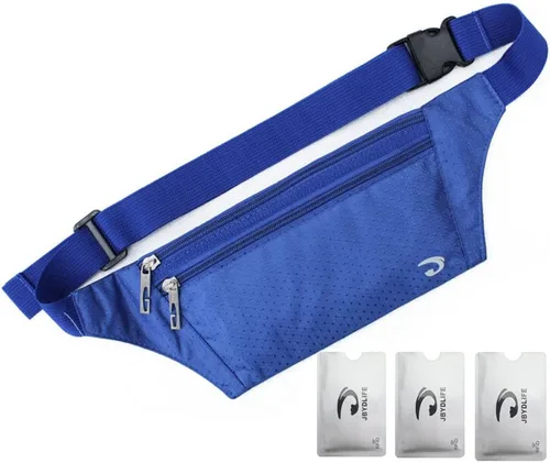 Miniatura 87 de Bolsa de cintura ultrafino con ranuras c/visualización para tarjeta de crédito, para deportes, aire libre, correr, caminar, viajes.
