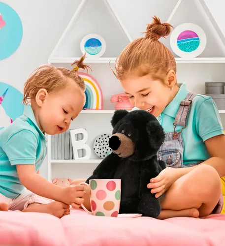 Miniatura 5 de DolliBu Peluche de oso negro – Oso negro suave y abrazable de pierna larga, adorable juguete de peluche para jugar, lindo regalo de vida silvestre