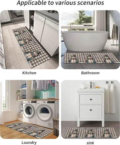 Miniatura 5 de Tapete de baño con diseño de muñeco de nieve de búfalo para bañera, antideslizante, de secado rápido y absorbente, de tierra de diatomeas