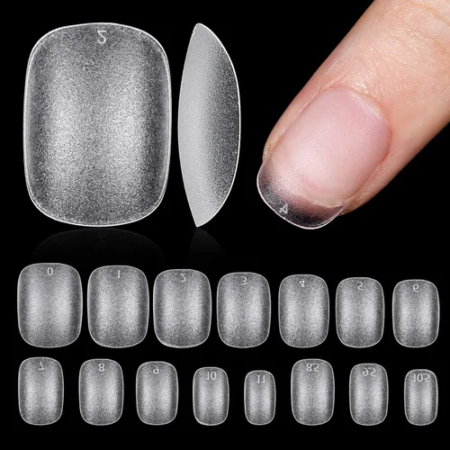Miniatura 31 de TOMICCA Puntas de uñas extra cortas en forma de ataúd, 240 piezas de uñas postizas acrílicas de cobertura completa para manicura con extensión, 15