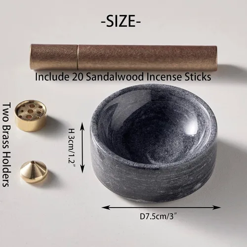 Miniatura 2 de Juego de soportes de incienso 100% mármol, quemador de incienso japonés, colector de cenizas, soporte de incienso con palo de incienso de sándalo