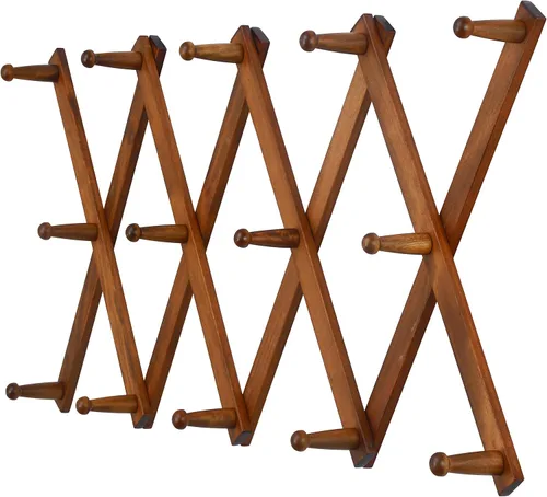 Miniatura 41 de Dseap Acordeón de pared: Perchero de pared expandible de madera de 16" de alto, soporte para sombreros, gancho de acordeón para gorras de béisbol