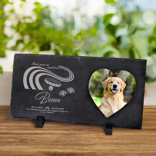 Miniatura 9 de Farfume Piedras conmemorativas personalizadas para mascotas con foto y texto Marcadores personalizados para tumbas para mascotas Lápidas