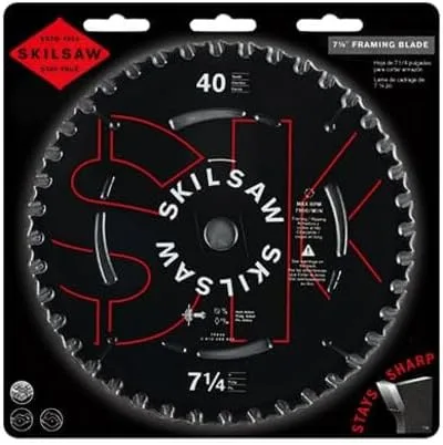 Miniatura 3 de SKIL 75940 Hoja de sierra circular de titanio de 7-1/4 pulgadas, 40 dientes, ATB, corte delgado, para cortes transversales, con eje de 5/8 pulgadas