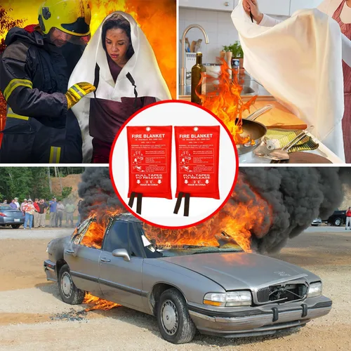 Miniatura 6 de Manta Ignífuga para Cocina Hogar Emergencia - Mantas de Fibra de Vidrio Supervivencia contra Incendios Retardante de Llamas Extintor Ideal