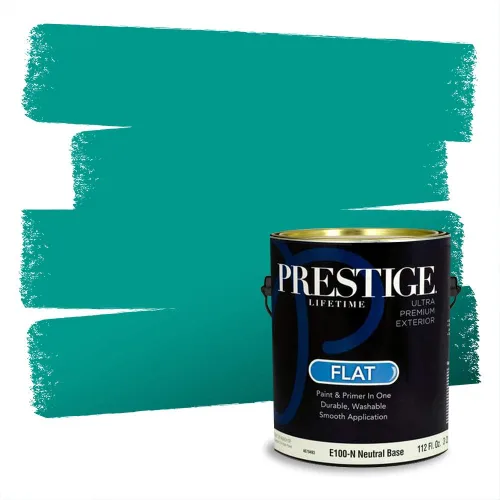 Miniatura 76 de Prestige Paints - Pintura exterior e imprimación en uno, 1 galón, plano, compatibilidad comparable con el color menta «Whipped Mint» de Behr