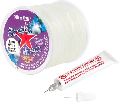Miniatura 9 de Stretch Magic Cordón de cuentas y joyas, fuerte y elástico, fácil de anudar, color transparente, 0.028 in de diámetro, carrete de 328.1 ft