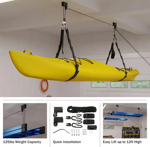 Miniatura 4 de RAD Sportz Kayak Storage Hoist - Overhead Pulley System with 125lb Capacity for Canoes, Bikes, Ladders, and More - for up to 12-Foot Ceilings