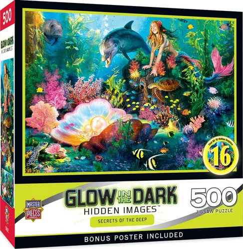 Miniatura 10 de MasterPieces - Rompecabezas de 500 piezas, brilla en la oscuridad, imágenes ocultas, Corner Market, diversión para adultos, familia, niños, 15" x 21