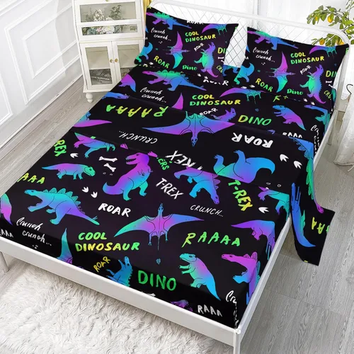 Miniatura 36 de Axolotl Juego de sábanas de gato negro de dibujos animados tamaño full, diseño de estrellas y luna impreso, ropa de cama para niños para decoración