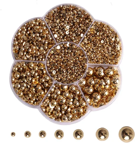 Miniatura 25 de 5700 piezas de medias perlas coloridas para manualidades, perlas de uñas para manualidades, accesorios de bricolaje, perlas de espalda plana