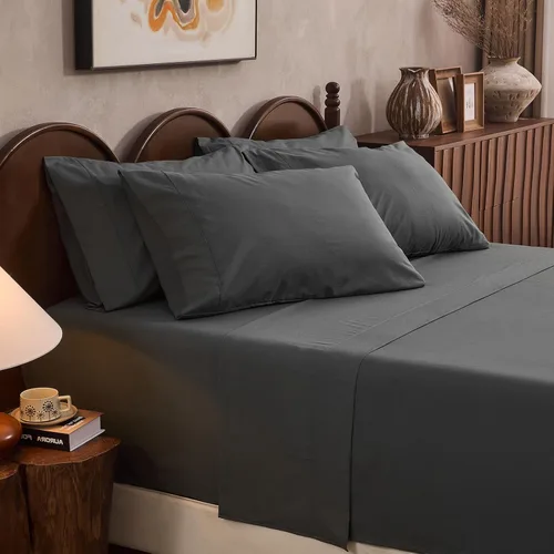 Miniatura 30 de Juego de sábanas de lino 100% tamaño King, juego de sábanas de lino transpirable y duradero de 4 piezas, ropa de cama suave para todas