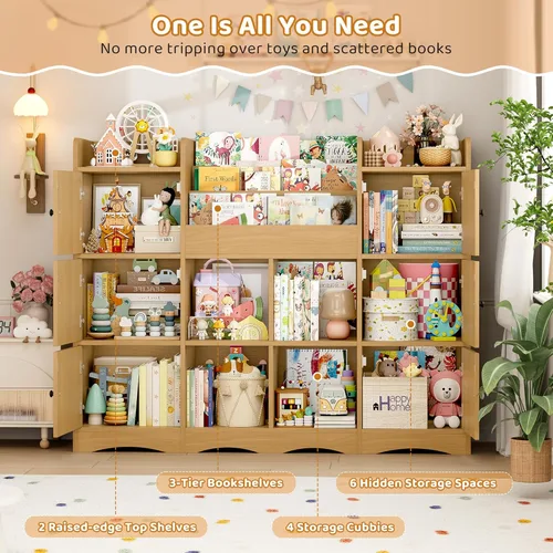 Miniatura 6 de FINETONES Estante para juguetes y almacenamiento de juguetes, estantería grande de 55 pulgadas para niños, organizador de juguetes y almacenamiento