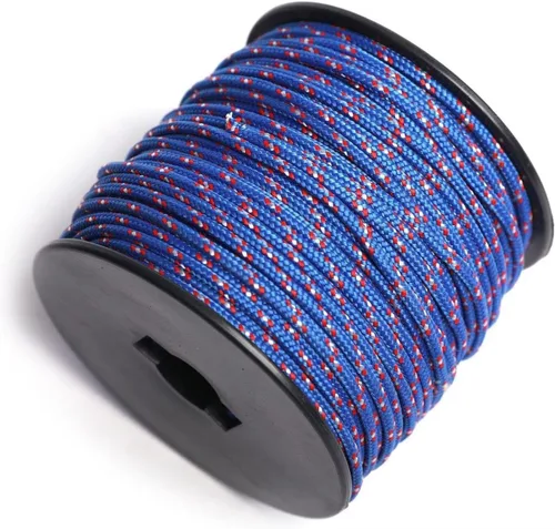 Miniatura 23 de Cuerda de nailon trenzada sólida de 1/8 pulgadas (3mm) de 164 pies, cordón paracord de 5 hebras, cuerda delgada para manualidades, multiusos