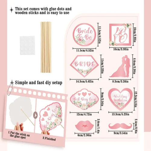 Miniatura 2 de Accesorios para cabina de fotos de boda, decoraciones de despedida de soltera, decoraciones de fiesta de compromiso en oro rosa, rosa con purpurina