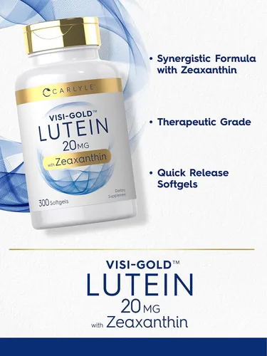 Miniatura 3 de Carlyle Luteína y zeaxantina 20 mg 300 cápsulas blandas Vitaminas para la salud ocular Suplemento sin OMG y sin gluten