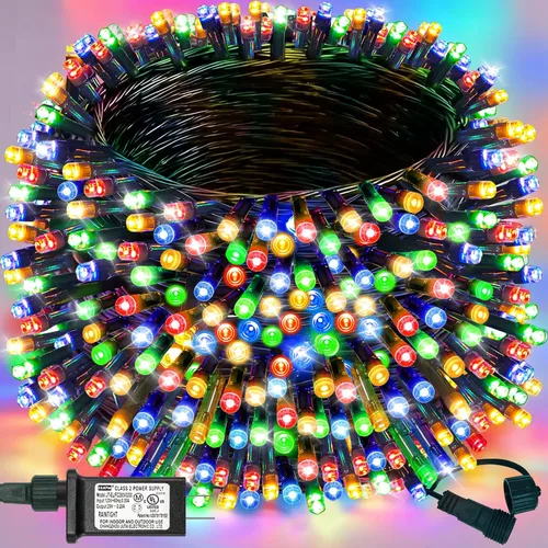 Miniatura 11 de Decute - Tira de luces de Navidad, impermeable, 300 LED, 105 pies, certificado UL con enchufe de extremo a extremo, 8 modos, guirnalda de luces