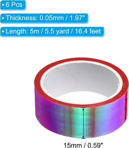Miniatura 2 de PATIKIL Cinta metalizada de 0.59 pulgadas x 5.5 yardas, 6 rollos de papel de aluminio holográfico autoadhesivo para espejo, adhesivo metálico