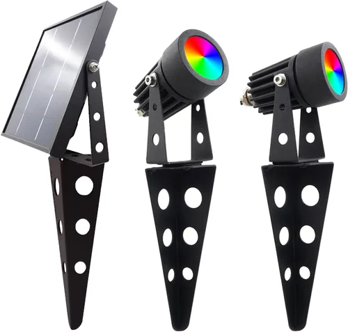Miniatura 12 de 4 Focos Mini 50X LED Alimentados por Energía Solar (LED Blanco Cálido), Acabado Negro, Foco Descendente para Jardín Exterior, Patio y Paisajismo