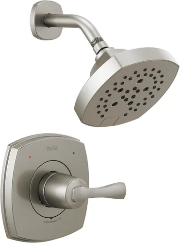 Miniatura 10 de Delta Faucet Stryke Serie 14 Juego de grifos de ducha de una sola función, cabezal de ducha H2Okinetic de un solo rociador, kit de molduras de ducha