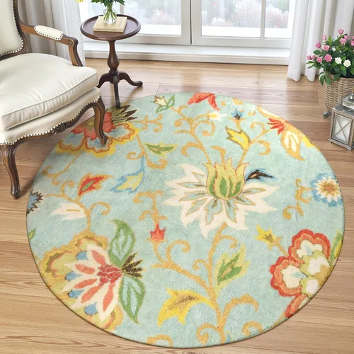 Lahome Collection - Tapete redondo moderno con diseño floral, antideslizante, 3 pies de diámetro, estilo desgastado, para puerta, entrada, 3-Paisley