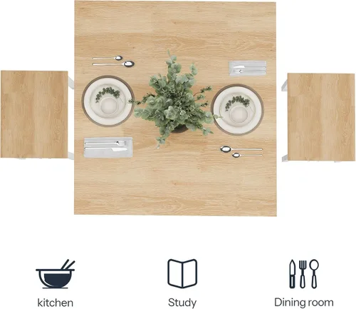 Miniatura 7 de HOOBRO juego de mesa de comedor industrial de 3 piezas, mesa de cocina, comedor para ahorrar espacio para la cocina, comedor, espacio pequeño