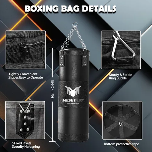 Miniatura 3 de Mesetast Saco de boxeo para niños y adolescentes, saco de boxeo para niños de 2.7 pies con guantes de boxeo de 8 onzas para jóvenes, boxeo, artes