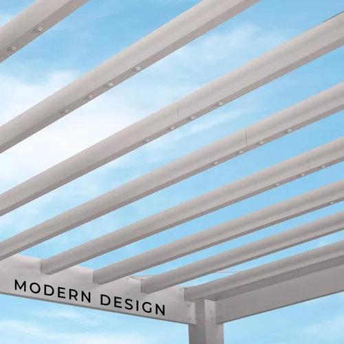 Miniatura 8 de Backyard Discovery Windham - Kit moderno de pérgola de acero galvanizado de 14 x 10 pies con toldo tipo vela, durabilidad para todas las estaciones