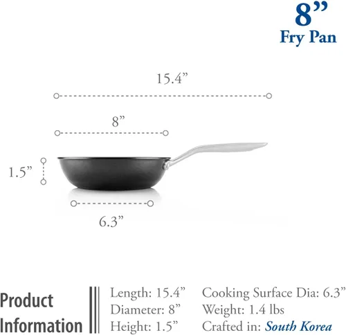 Miniatura 5 de Colección Onyx de TECHEF con nuevo revestimiento antiadherente de teflón platinum (PFOA)., 8", Negro