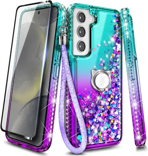 Miniatura 9 de NGB - Funda diseñada para Samsung Galaxy S22+ Plus, aqua/morado, bonita funda con purpurina líquida brillante para mujeres, niñas y niños, con Agua