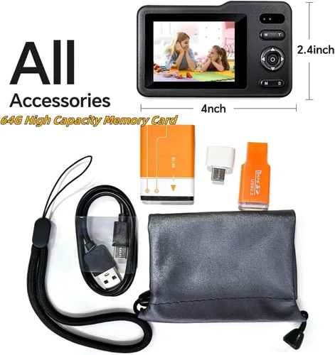 Miniatura 3 de Cámara digital, cámara simulada para niños con tarjeta de 64 GB FHD1080P 16x Zoom anti vibración, exquisita compacta y portátil para niños, niñas