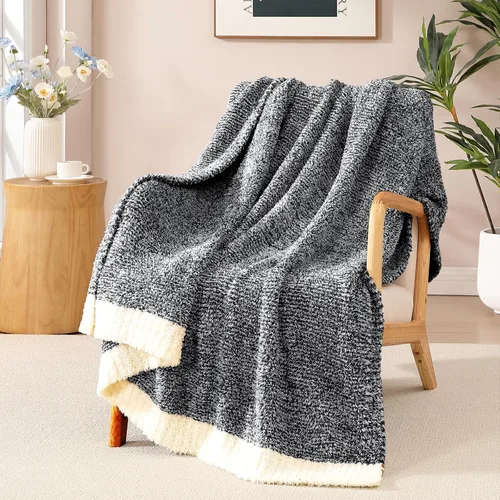 Miniatura 40 de WRENGONGE - Manta a rayas de color caqui, suave, acogedora, mullida, cálida, para sillón, sofá, cama o viajes, ligera, 50 x 70 pulgadas, regalo