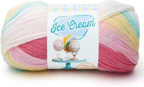 Miniatura 45 de Lion Brand Yarn, Hilo para Bebé Ice Cream para tejer, ganchillo y manualidades, Baseball Nut, 1 paquete, fibra acrílica colorida de peso DK