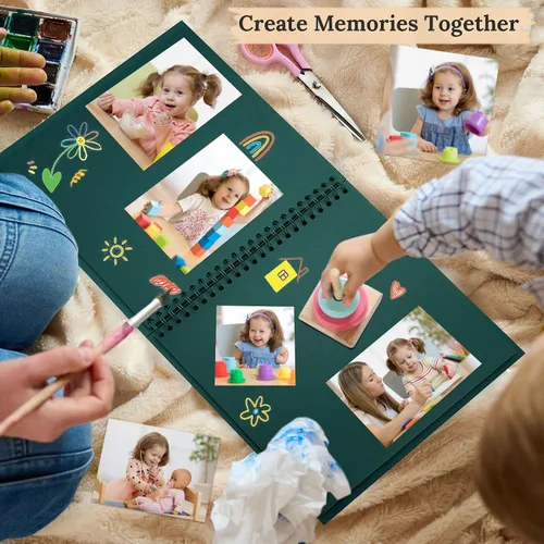 Miniatura 3 de Álbum de recortes de 8 x 8 pulgadas, álbum de recortes DIY de tapa dura de papel kraft, álbumes de fotos, 40 páginas, perfecto para fotos de 4 x 6
