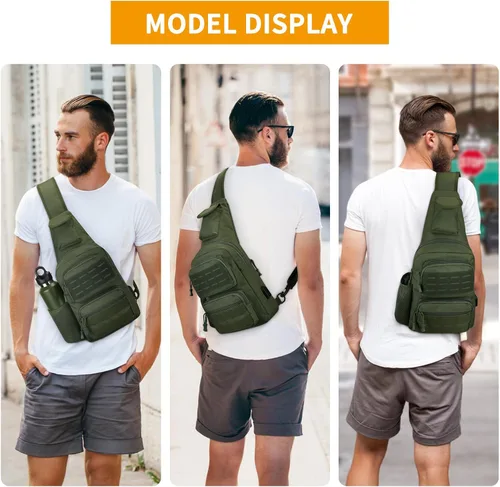 Miniatura 6 de BAIGIO Tactical EDC Sling Bag Militar Una Correa Hombro Mochila Molle Range Bolsas Paquete de Pecho, #01-verde militar, Pequeño, Bolso táctico