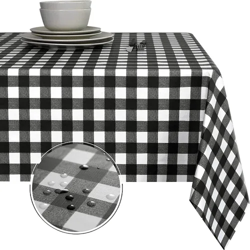 Miniatura 28 de Obstal Mantel 100% impermeable de PVC, mantel rectangular de vinilo a prueba de aceite y derrames, cubierta de mesa lavable para uso en exteriores e